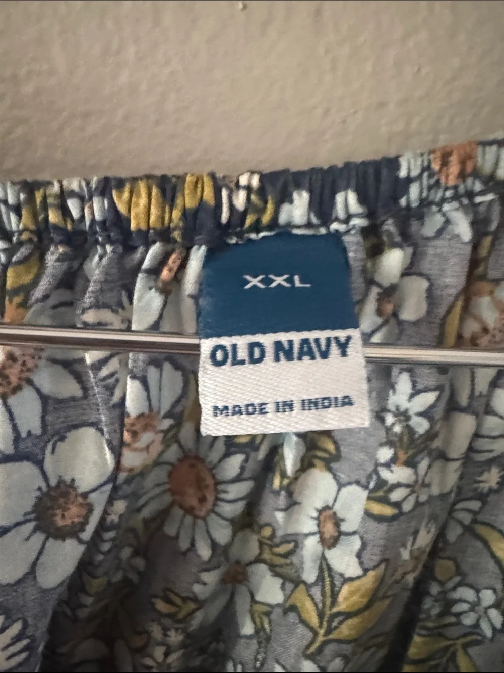 Old Navy Navy Floral Puff-Sleeve Peasant Blouse